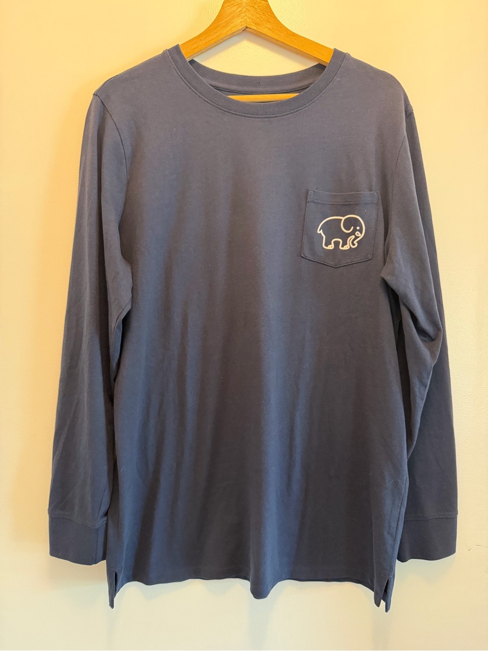 ivory ella Navy Long-Sleeve Pocket Tee with Elephant Logo